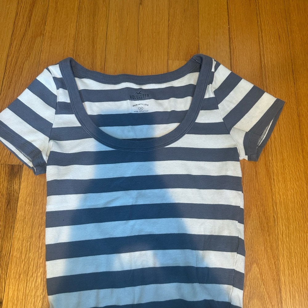 Hollister Blue and White Striped Shirt